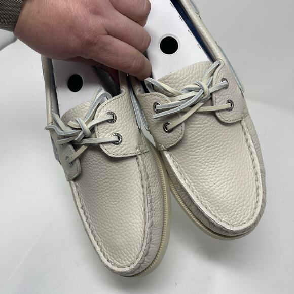 New Sperry Authentic Original Ice white Leathef Boat Shoe sz 9.5 main image 4